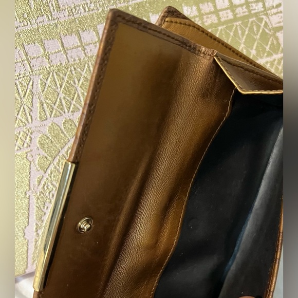 Gucci Long Wallet Brown Gold Bifold Checkbook Purse ID Cards Holders Womens Gift - Picture 13 of 13